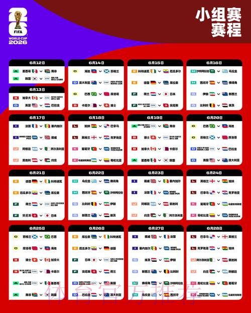 2026世界杯小组赛赛程完整版实时赛程怎么查 2026世界杯小组赛赛程完整版实时赛程怎么查